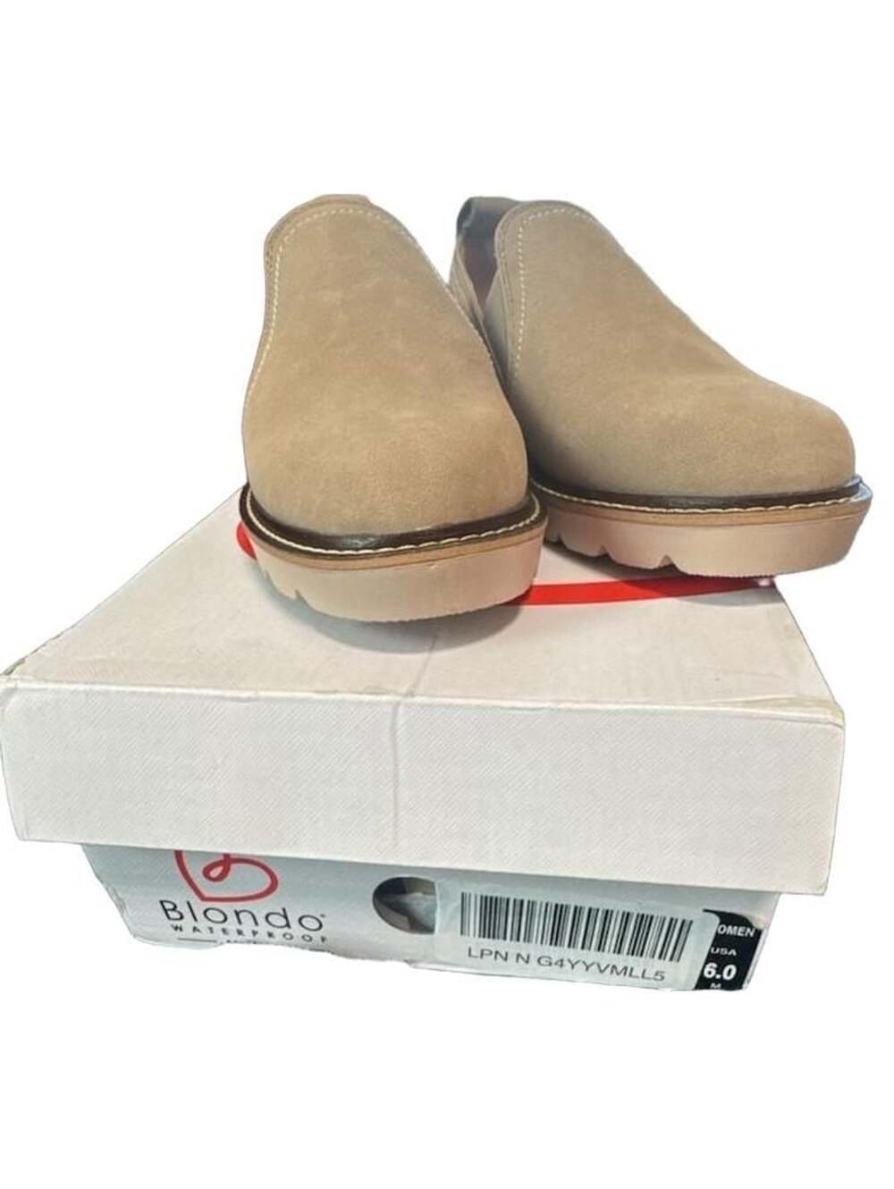 Blondo Phoebe Waterproof Suede Lug Sole Slip On Loafer Shoes Taupe Size 6M